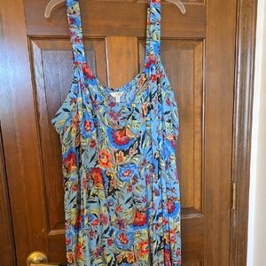 Terra & Sky Blue Floral Maxi Dress